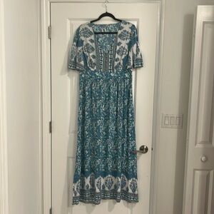 SHEIN blue and white floral maxi dress